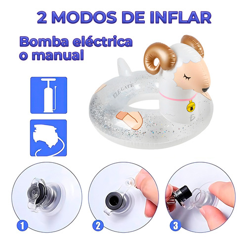Inflable Dona Acuática Forma Oveja Cuerno Dorado Pool Party Color Blanco
