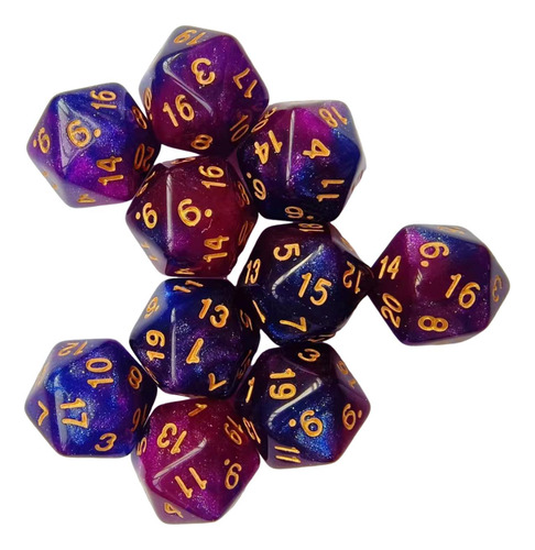 2 Juego De Dados De 10 Uds. De Colores Dobles Azul Púrpura