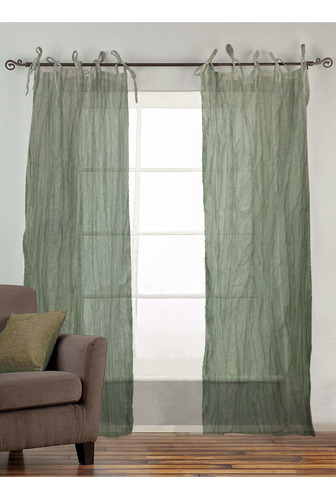 Greenish Sheer Crinkle Curtain Panel Set Of 2  40 X 84 ...