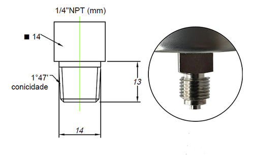 Manômetro Total Inox Angular 63mm, 10 Bar/psi Rosca 1/4 Bsp