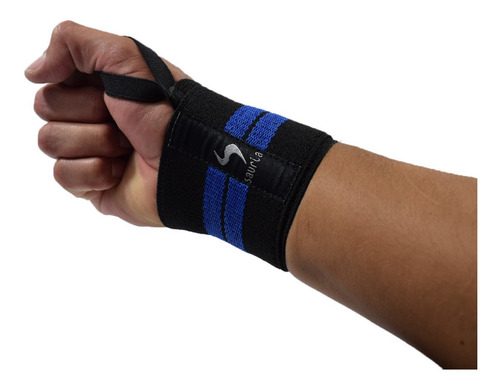 Par De Muñequeras Deportivas Unisex Crossfit Gimnasio Gym Azul