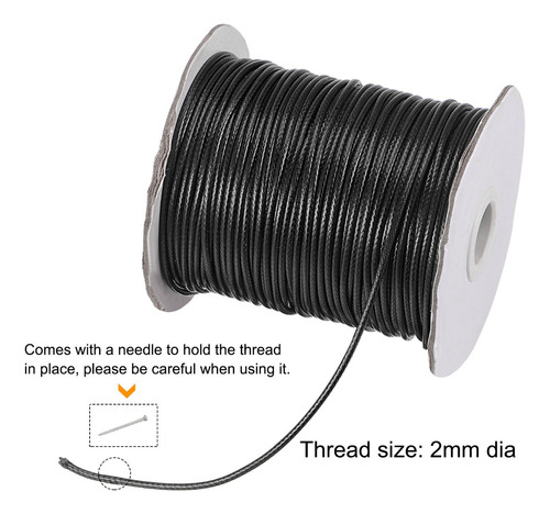 Hilo Coser Cuero 85 Yards 2mm Cordón Poliéster Negro