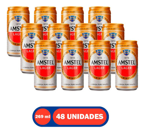 Cerveja Amstel Lata 269ml Com 48 Unidades