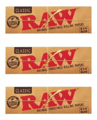 Sedas Raw Classic Regular 1 1/4 X3 Unidades Papelillo
