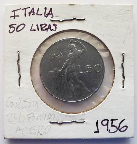 Moneda Italia 50 Liras 1956 Vf