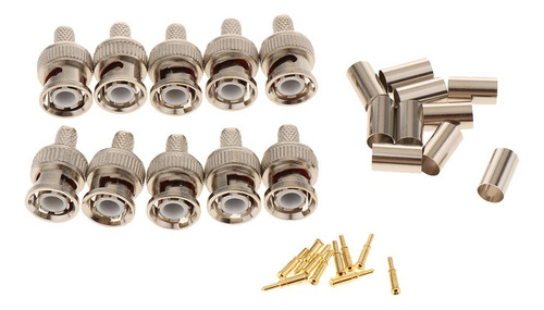 Conector De Engarzado Macho Bnc Rg59 Profesional 4 Piezas