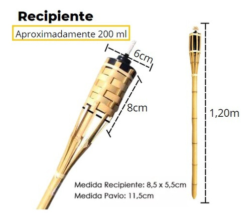 16 Tocha Para Iluminação Decoração + Pavio + Recepiente
