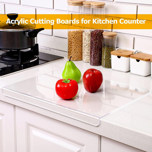 Tabla de Cortar Acrílica Portátil con Labio, Tabla de Cortar Transparente para Encimera de Cocina, Tablas Para Picar Alimentos Y Quesos ,Tabla de Cortar Antideslizante y Gruesa para Pan Carne Verduras