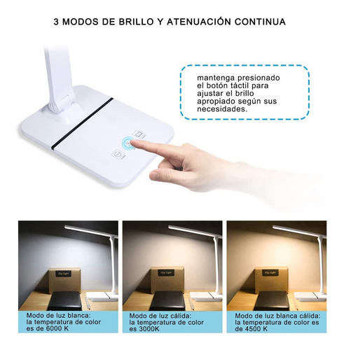 Lámparas De Mesa Usb Regulable Recargable-2500mah Plegable