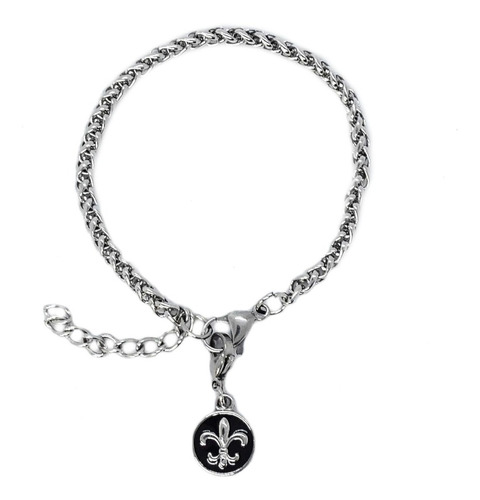 Conj Pulsera Espiga Y Dije Flor De Lis Scouts Acero Mosqueto