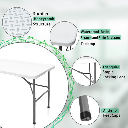 Hymnature Mesa Plegable De 4 Pies Mesas Plegables