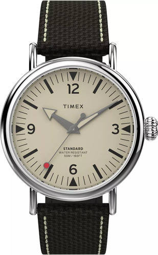 Reloj Timex Waterbury Standard 40mm Tw2v44100 Color De La Malla Marrón Color Del Bisel Plata Color Del Fondo Beige