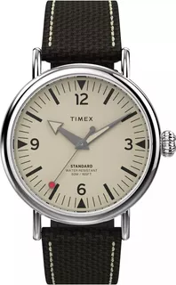 Reloj Timex Waterbury Standard 40mm Tw2v44100 Color de la malla Marrón Color del bisel Plata Color del fondo Beige