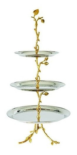 Elegancia 70033 vine Machacados 3 tier Server De Oro, Oro