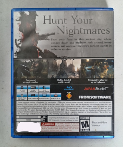 Bloodborne Para Ps4 Formato Fisico Idioma En Español (Usado)