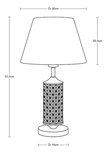 Lámpara De Mesa Clásico Blanco E27 60w 1 Luz Estructura Plateado