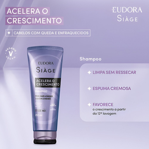 Kit Siàge Acelera Crescimento Shampoo Condicionador Máscara