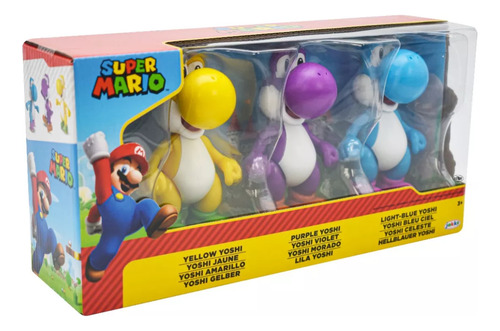 Set De Yoshis En Color Amarillo, Morado Y Azul