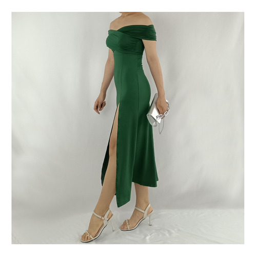 Vestido Largo Rinoderina Lyq155 Encaje Brillante Mujer