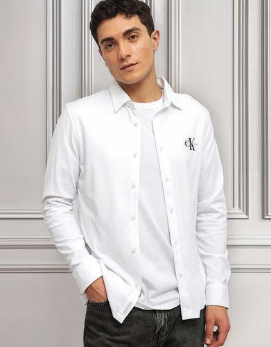 Exclusiva Camisa Calvin Klein, White L Slim Fit