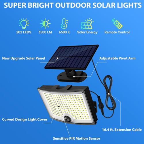 Luz De Parede Solar Com Sensor De Movimento Externo Com Ângu