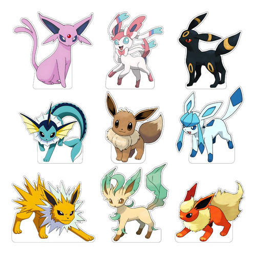 Figuras Pokemon Eevee Base Rígida 9 Pzas Coroplast