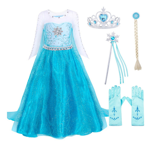 Vestido De Elsa Frozen Disfraz Día Del Niño Fiesta Cosplay A