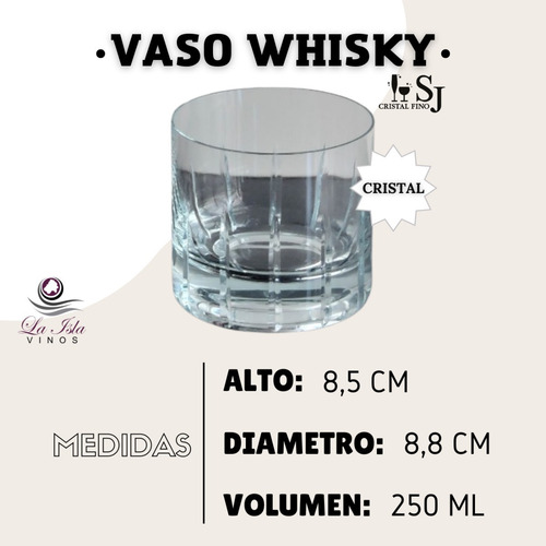 Imagen 2 de 10 de Vaso De Whisky Cristal Tallado San Jose 250ml.