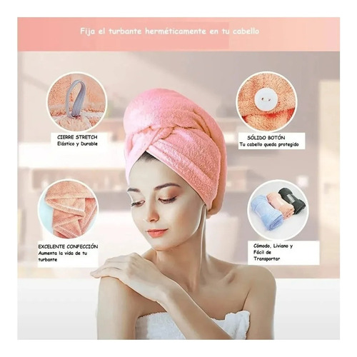 Pack 4 Gorro Toalla Turbante Microfibra Para Secar Cabello