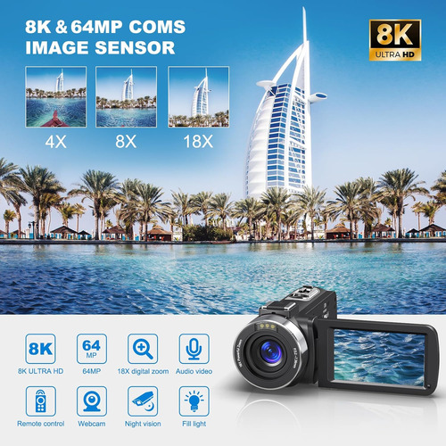Videocámara 8k 64mp Videocámara Digital 18x Videocámara F...