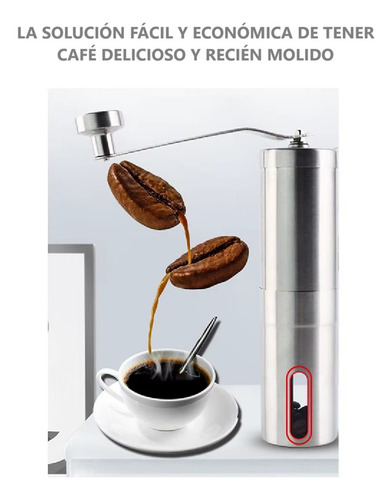 Molinillo De Café Manual Acero Inoxidable Ajustable Portátil Color Plateado