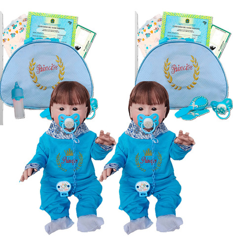 2 Bebes Reborn Gemeos Meninos Bolsa Acessórios