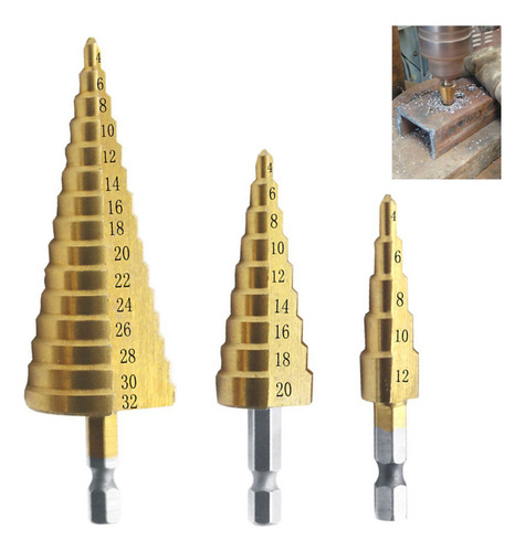 Broca Hss Step, Revestida, Cortadora De Madera Y Metal, Métr