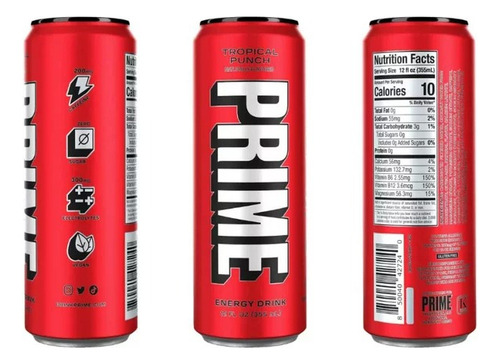 Prime Hydration Drink Energetica Tropical Punch 355 Ml Impor