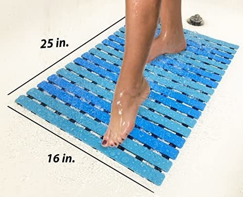 Alfombra Antideslizane Para Bañera Barras Olas De Mar 63x40