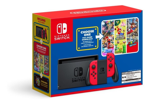 Nintendo Switch Mario Bundle - Elige Un Juego Digital Color Negro