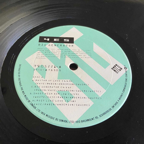 Imagen 5 de 6 de Yes Big Generator (disco Lp Vinilo) Genesis King Crimson