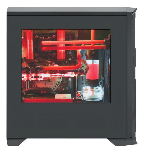 Gabinete Gamer K-mex CG-5cV2 Battle Tank Kmex Led Rojo Negro