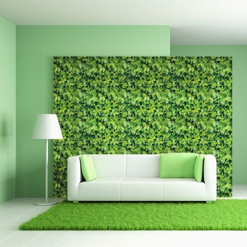 Imagen 2 de 9 de Papel Tapiz De Hojas Verdes Autoadherible Pared