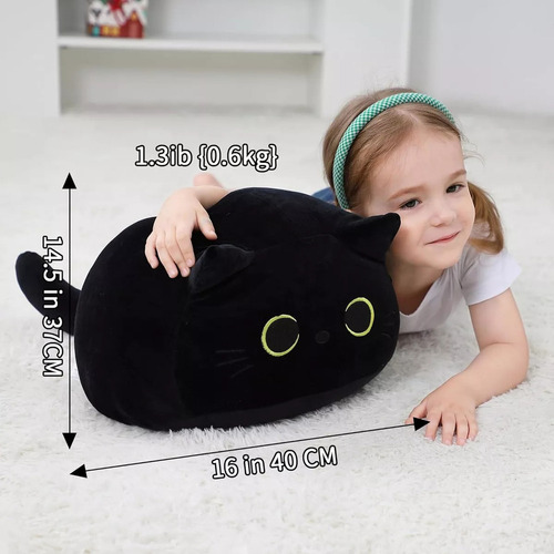 A Novo Almofada De Pelúcia Preta Cat, 40cm