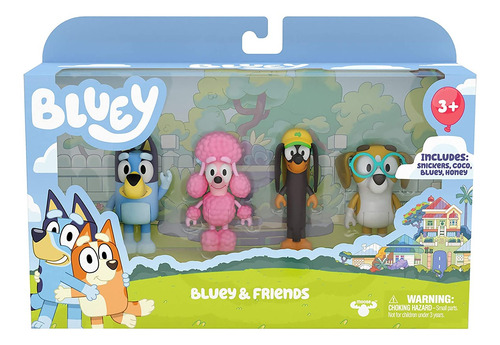 Muñecos Bluey Familia Y Amigos 4 Personajes