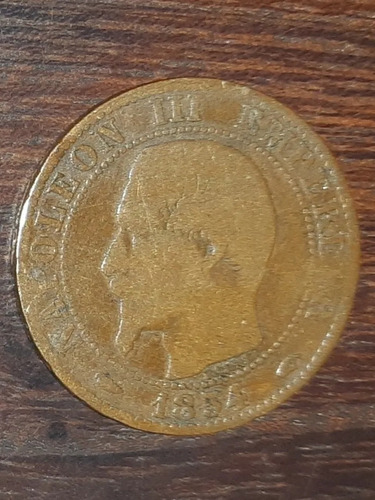 Moneda Francia 5 Centesimos 1854 Bronce Ceca
