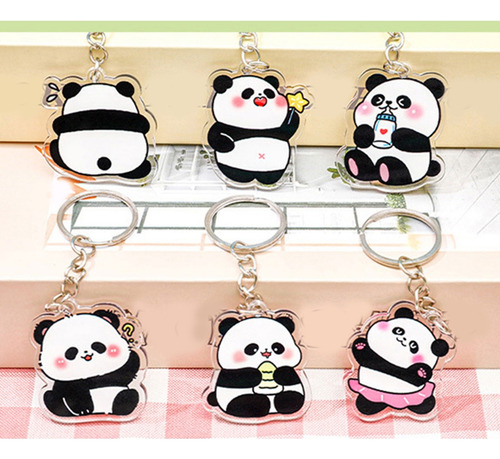 Chaveiro 6 Panda Charm Chaveiro Acrílico Feito À Mão Elegant