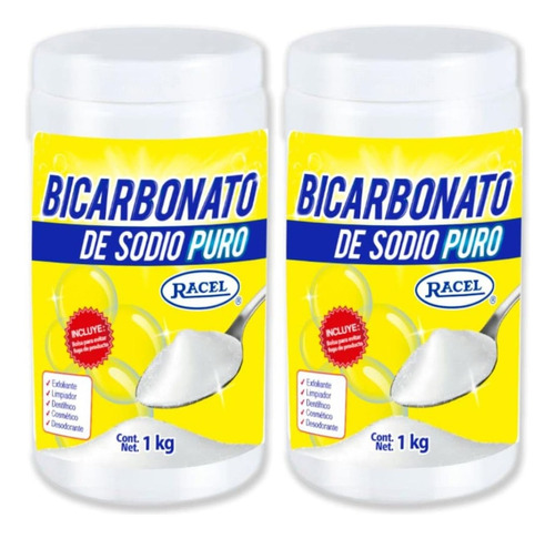 2 Botes De Bicarbonato De Sodio Racel 2 Kg