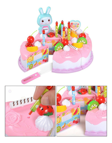 - 37 Piezas Niños Simulan Pastel De Cumpleaños Rosado 15cm