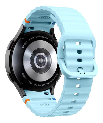 Pulseira Fecho Silicone Respirável Para Galaxy Watch 4 5 6 7 Cor Azul-claro