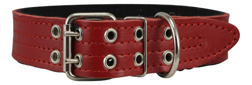 Collar Para Perro De Piel Auténtica, Acolchado Rojo, 1,5 De 