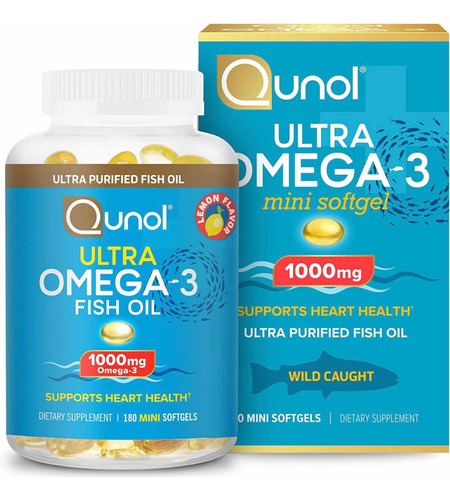 Qunol Omega 3 (180 Mini Sofgels) Fish Oil 1000mg Hecho Usa