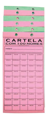 Tarjeta de rifa con 100 nombres, paquete con 50 tarjetas Tamoio ...