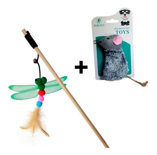 Brinquedos Para Gatos Kit Varinha E Ratinho Catnip Cat Nip